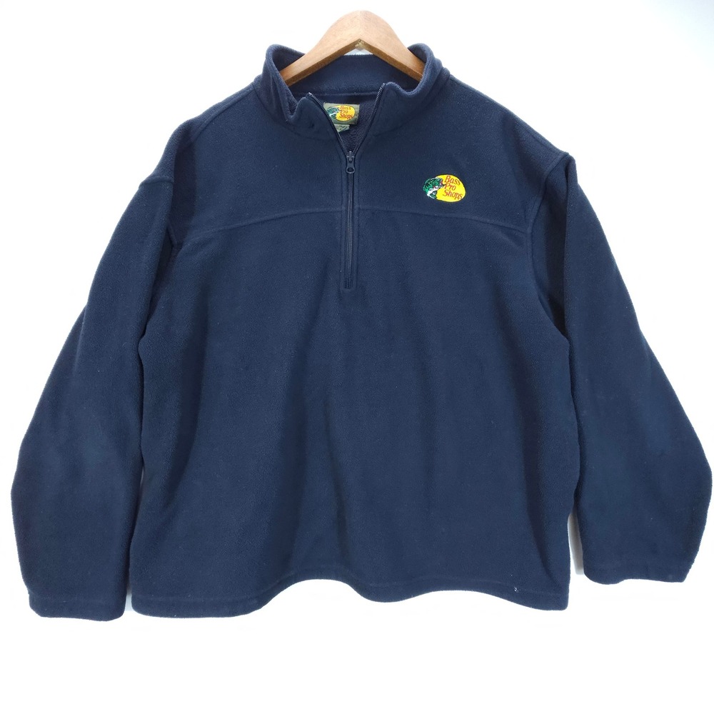 Bass Pro Shops Quarter Zip Fleece Mens XL Navy Blue Streetwear Pullover